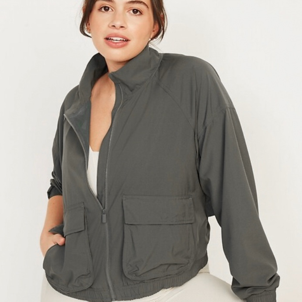 Old Navy Stretch Tech Green Zip Up Nylon Mesh Activewear Jacket 4X